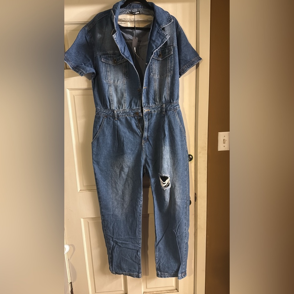 Fashion Nova Blue Denim Jumpsuit